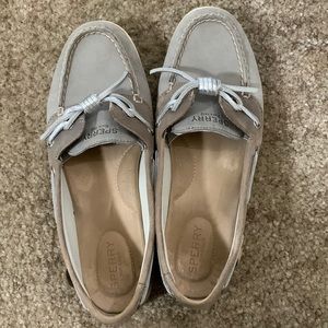 Grey Sperry boat shoes